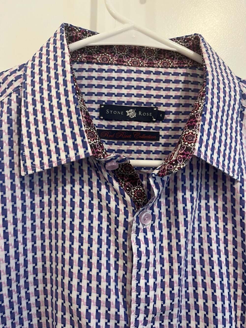Stone Rose Red Rivet Collection Men's Long Sleeve Button-Down Shirt